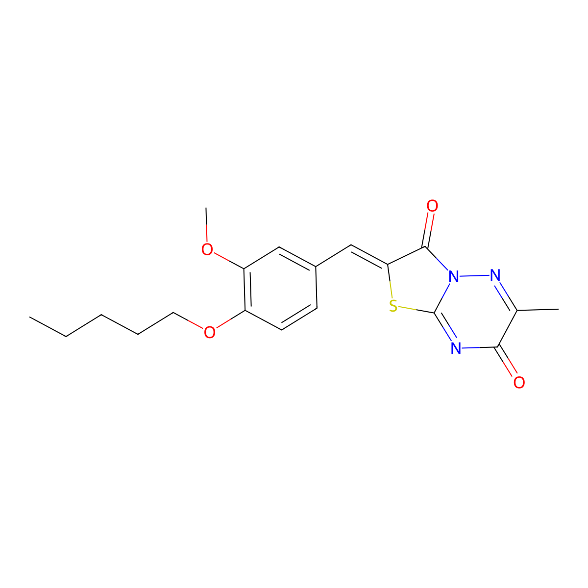 2-{[3-Methoxy-4-(pentyloxy)phenyl]methylidene}-6-methyl-7H-[1,3]thiazolo[3,2-b][1,2,4]triazine-3,7(2H)-dione molecular structure, CAS 4640-20-4