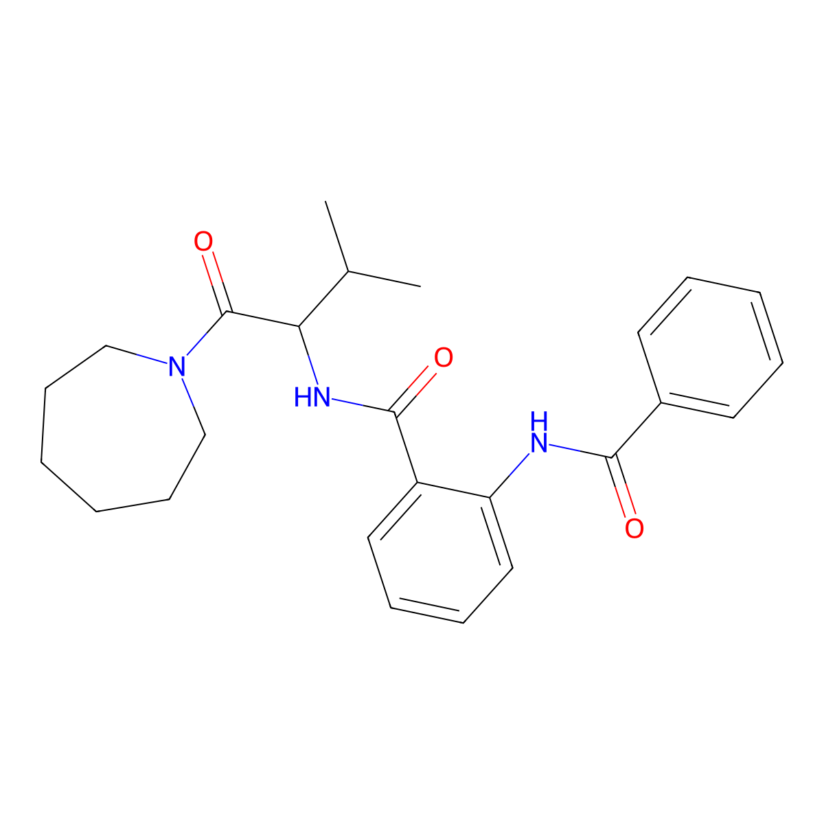 N-[1-(azepan-1-yl)-3-methyl-1-oxobutan-2-yl]-2-benzamidobenzamide molecular structure, CAS 4640-25-9
