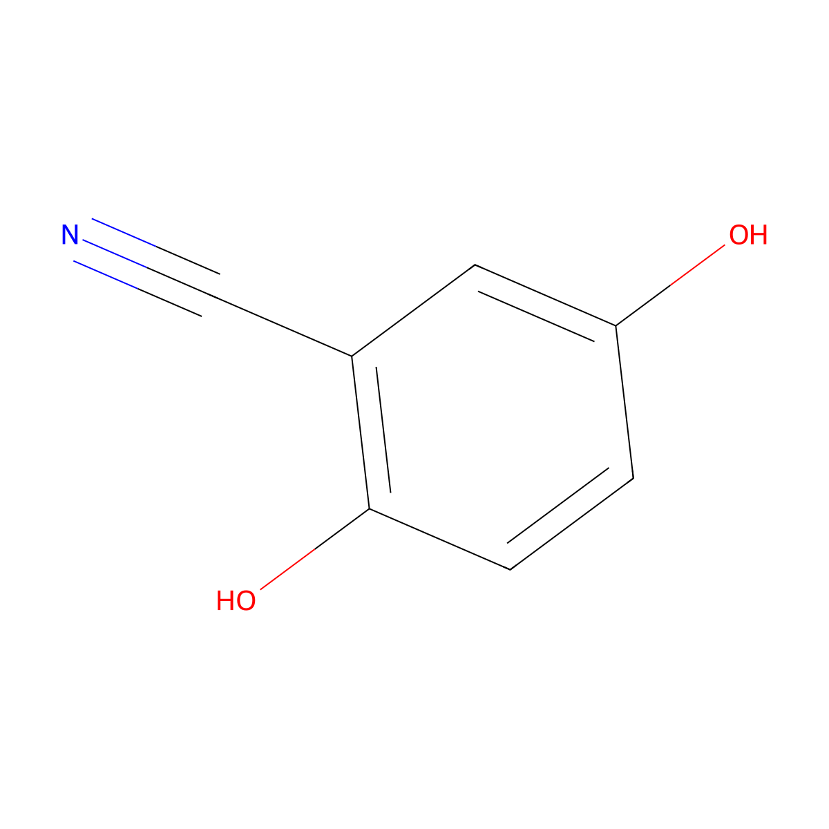 2,5-Dihydroxybenzonitrile molecular structure, CAS 4640-29-3