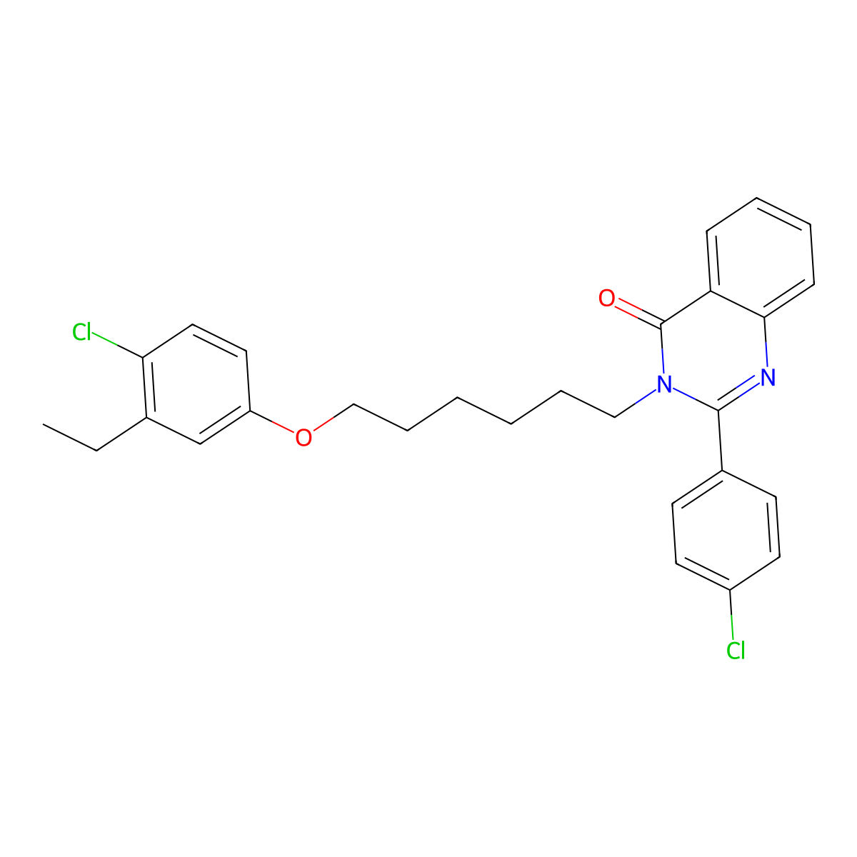 3-[6-(4-Chloro-3-ethylphenoxy)hexyl]-2-(4-chlorophenyl)quinazolin-4-one molecular structure, CAS 4641-33-2