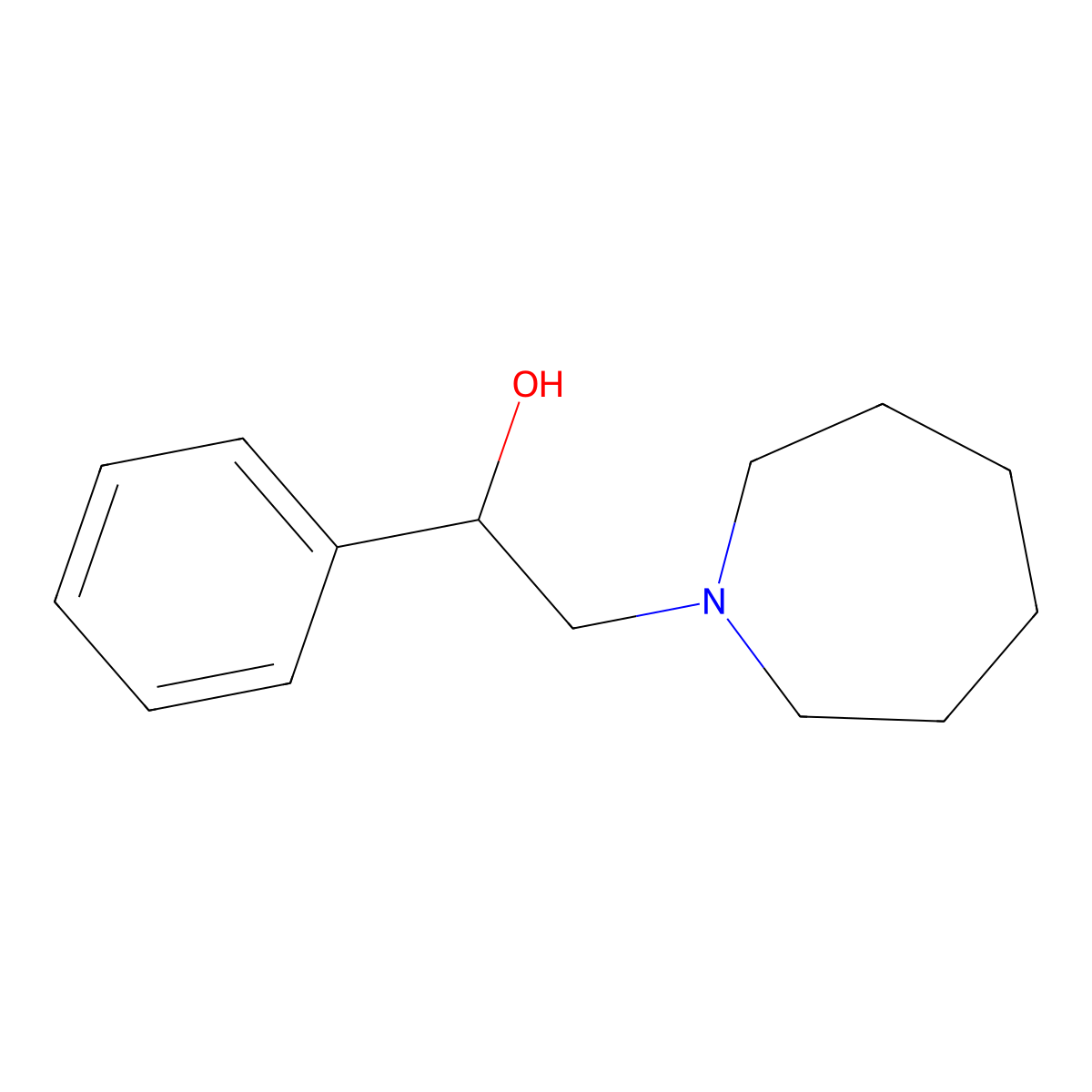 2-(Azepan-1-yl)-1-phenylethanol molecular structure, CAS 4641-52-5