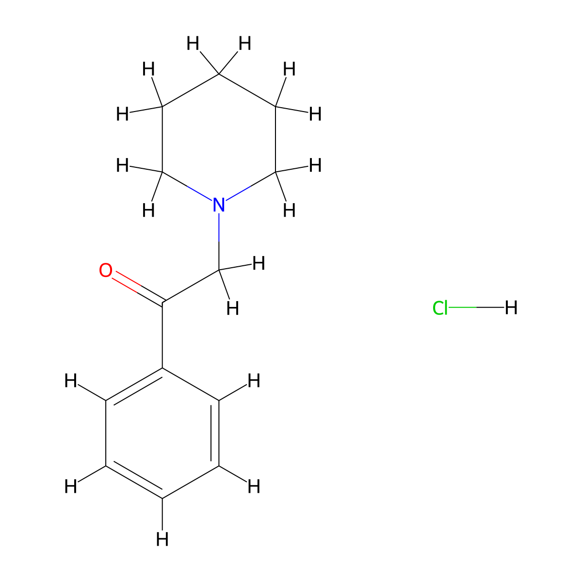 1-Phenyl-2-(piperidin-1-yl)ethanone hydrochloride molecular structure, CAS 4641-62-7