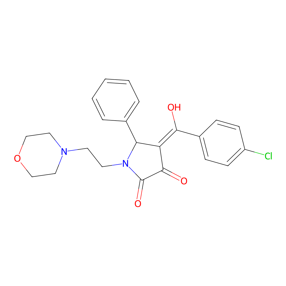 4-(4-chlorobenzoyl)-3-hydroxy-1-[2-(morpholin-4-yl)ethyl]-5-phenyl-2,5-dihydro-1H-pyrrol-2-one molecular structure, CAS 4641-94-5