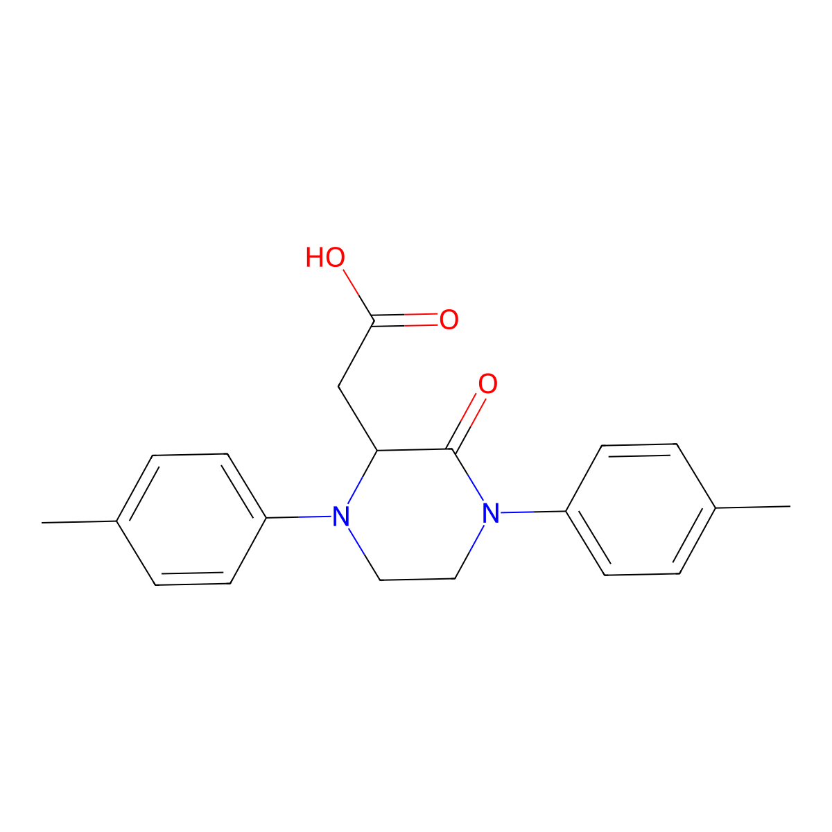 [1,4-Bis(4-methylphenyl)-3-oxopiperazin-2-yl]acetic acid molecular structure, CAS 464155-81-5