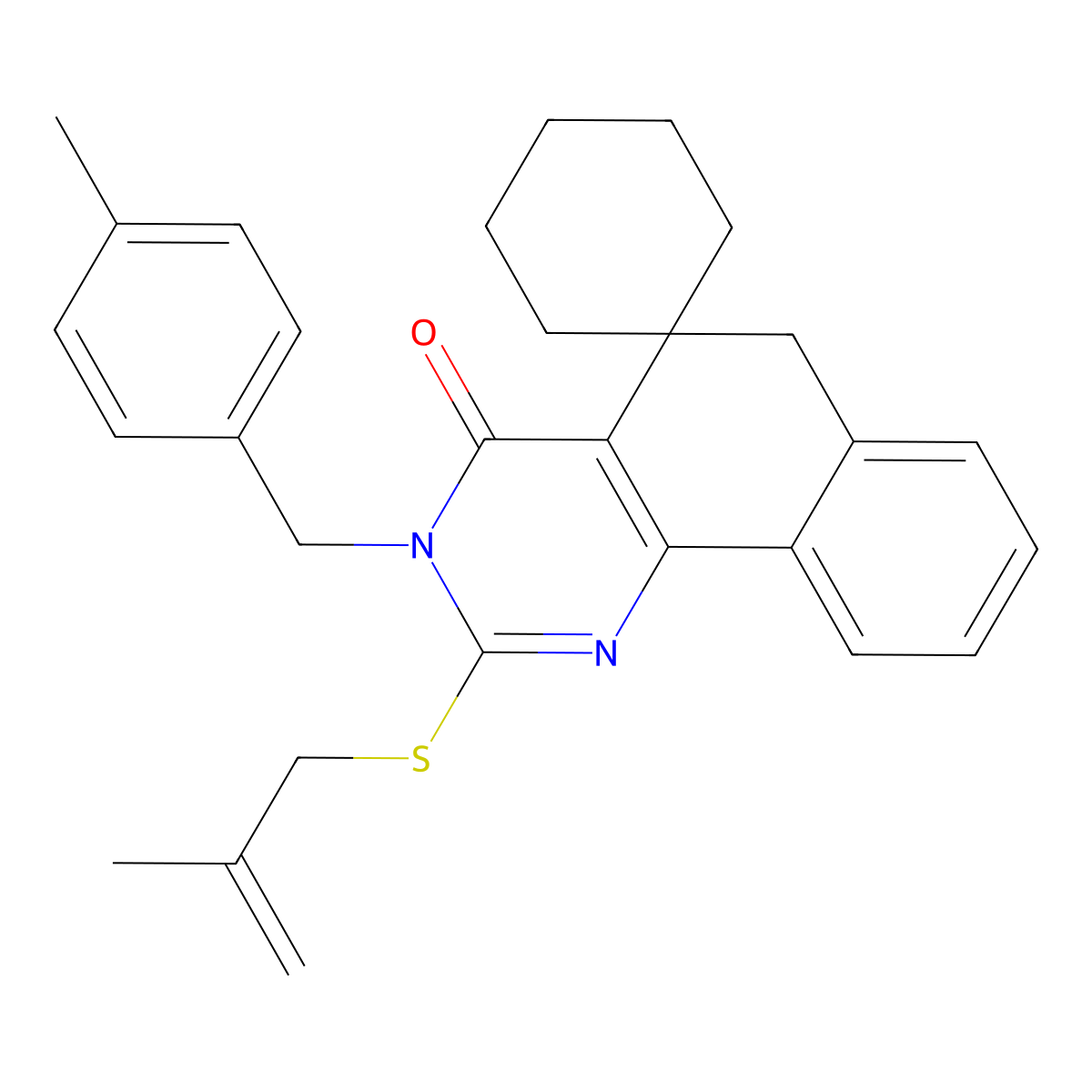 3-(4-methylbenzyl)-2-[(2-methylprop-2-en-1-yl)sulfanyl]-3H-spiro[benzo[h]quinazoline-5,1'-cyclohexan]-4(6H)-one molecular structure, CAS 4642-71-1