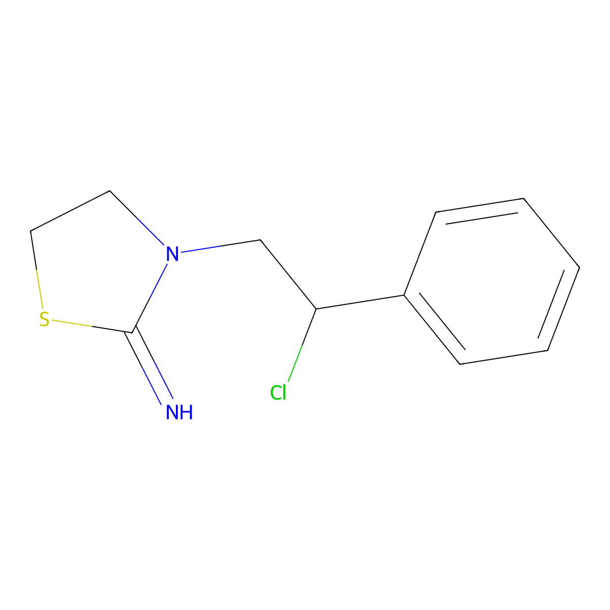 3-(2-Chloro-2-phenylethyl)-1,3-thiazolidin-2-imine molecular structure, CAS 46425-47-2