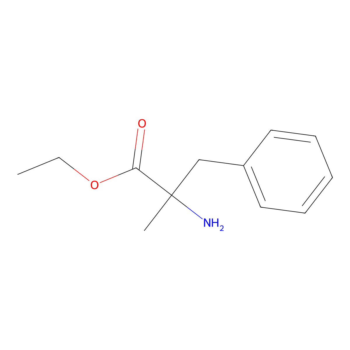 Ethyl 2-amino-2-methyl-3-phenylpropanoate molecular structure, CAS 46438-07-7