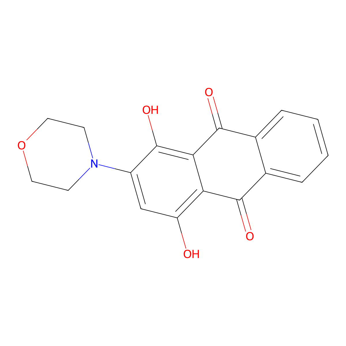 1,4-Dihydroxy-2-(morpholin-4-yl)anthracene-9,10-dione molecular structure, CAS 4644-03-5