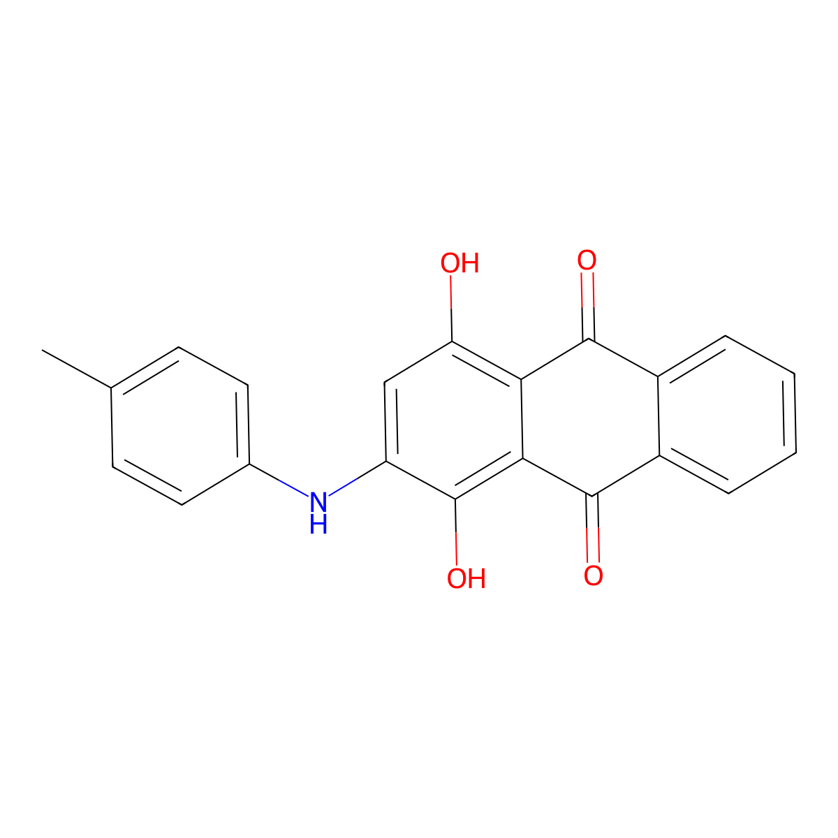 1,4-Dihydroxy-2-(4-methylanilino)anthracene-9,10-dione molecular structure, CAS 4644-05-7
