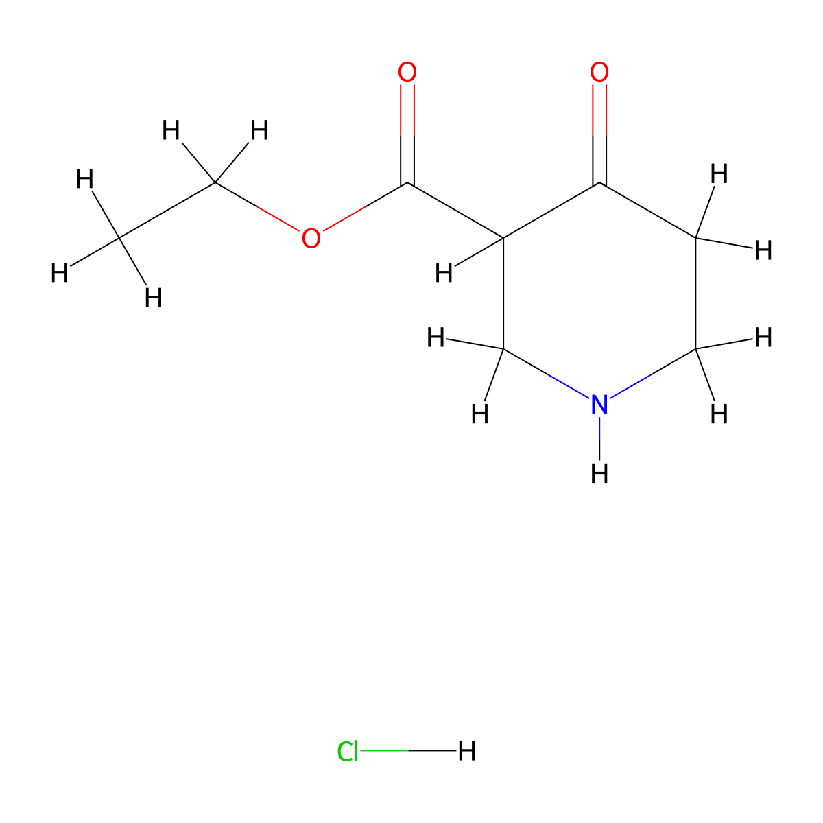 3-Piperidinecarboxylic acid, 4-oxo-, ethyl ester, hydrochloride (1:1) molecular structure, CAS 4644-61-5