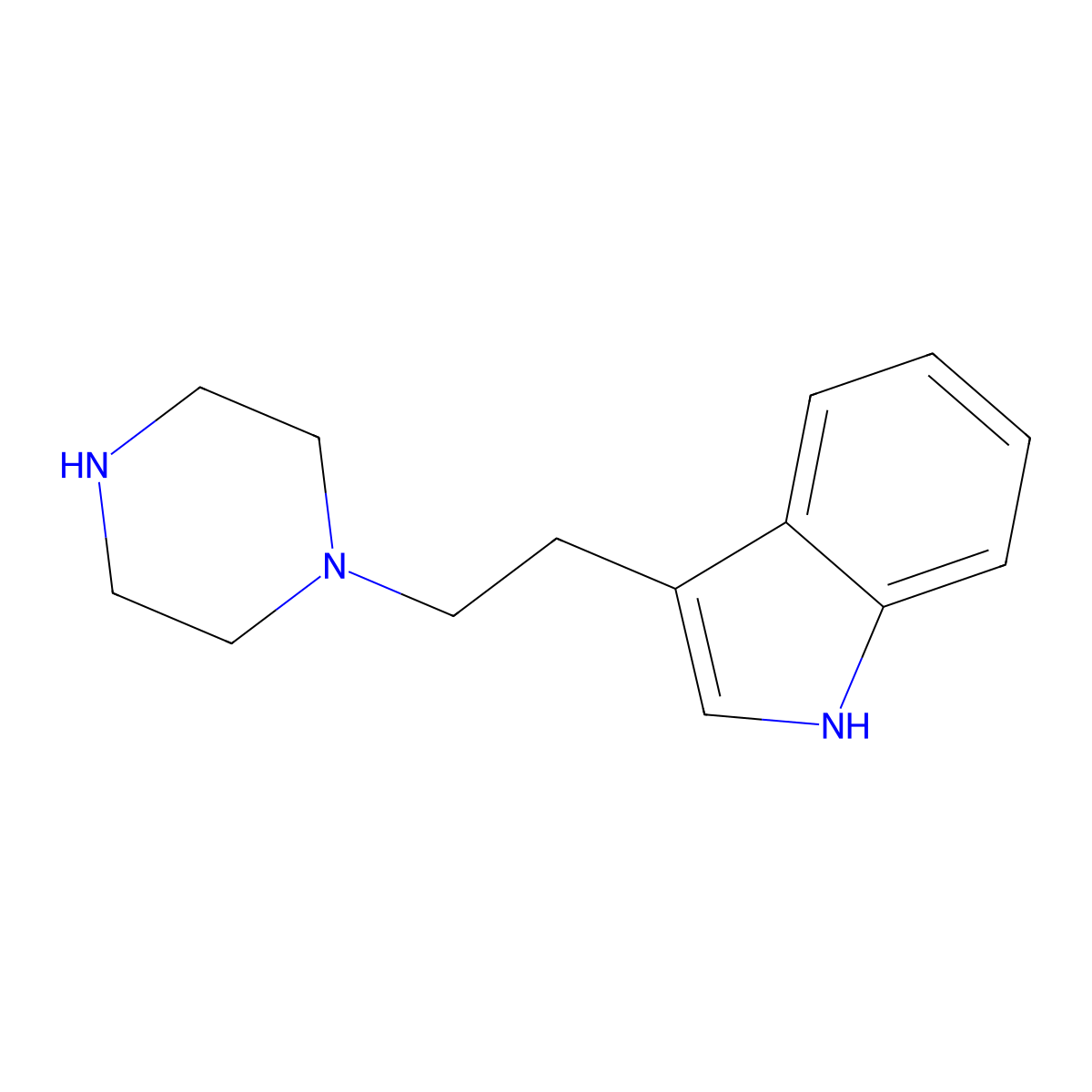 3-(2-(Piperazin-1-YL)ethyl)-1H-indole molecular structure, CAS 4644-97-7