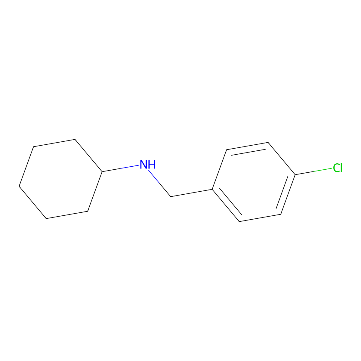 N-[(4-chlorophenyl)methyl]cyclohexanamine molecular structure, CAS 46459-32-9