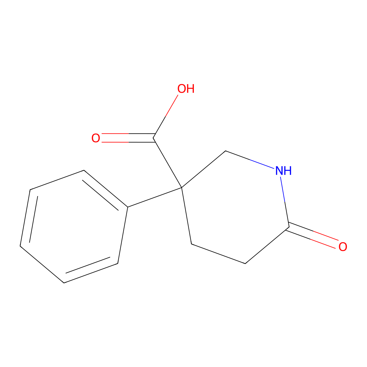 6-Oxo-3-phenylpiperidine-3-carboxylic acid molecular structure, CAS 46475-04-1