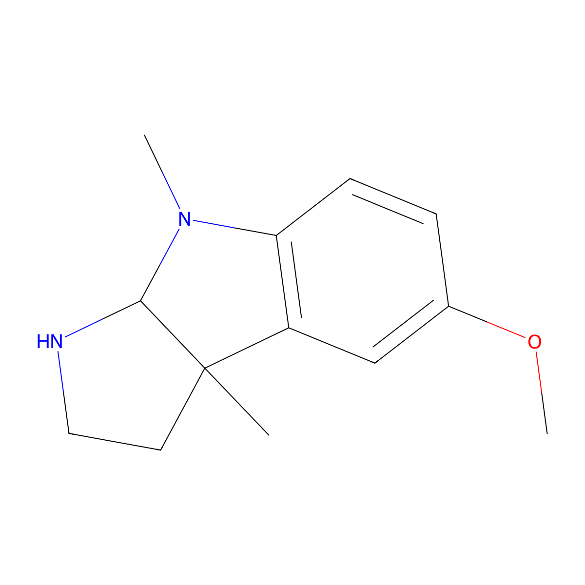 7-Methoxy-4,8b-dimethyl-1,2,3,3a-tetrahydropyrrolo[2,3-b]indole molecular structure, CAS 46479-70-3