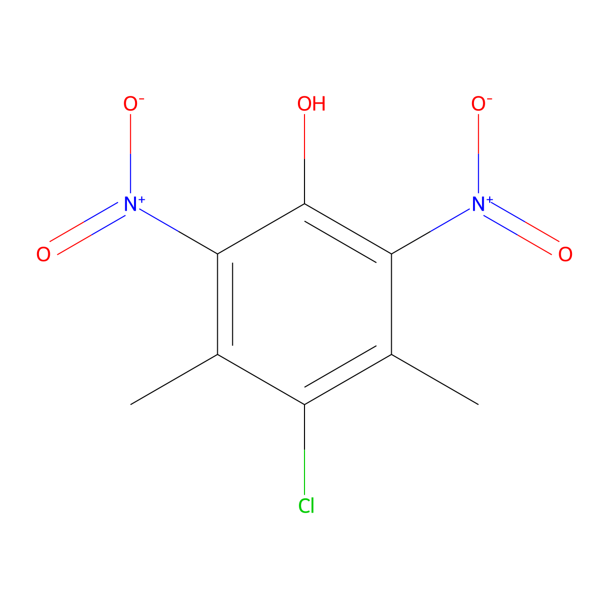 4-Chloro-3,5-dimethyl-2,6-dinitrophenol molecular structure, CAS 46485-47-6