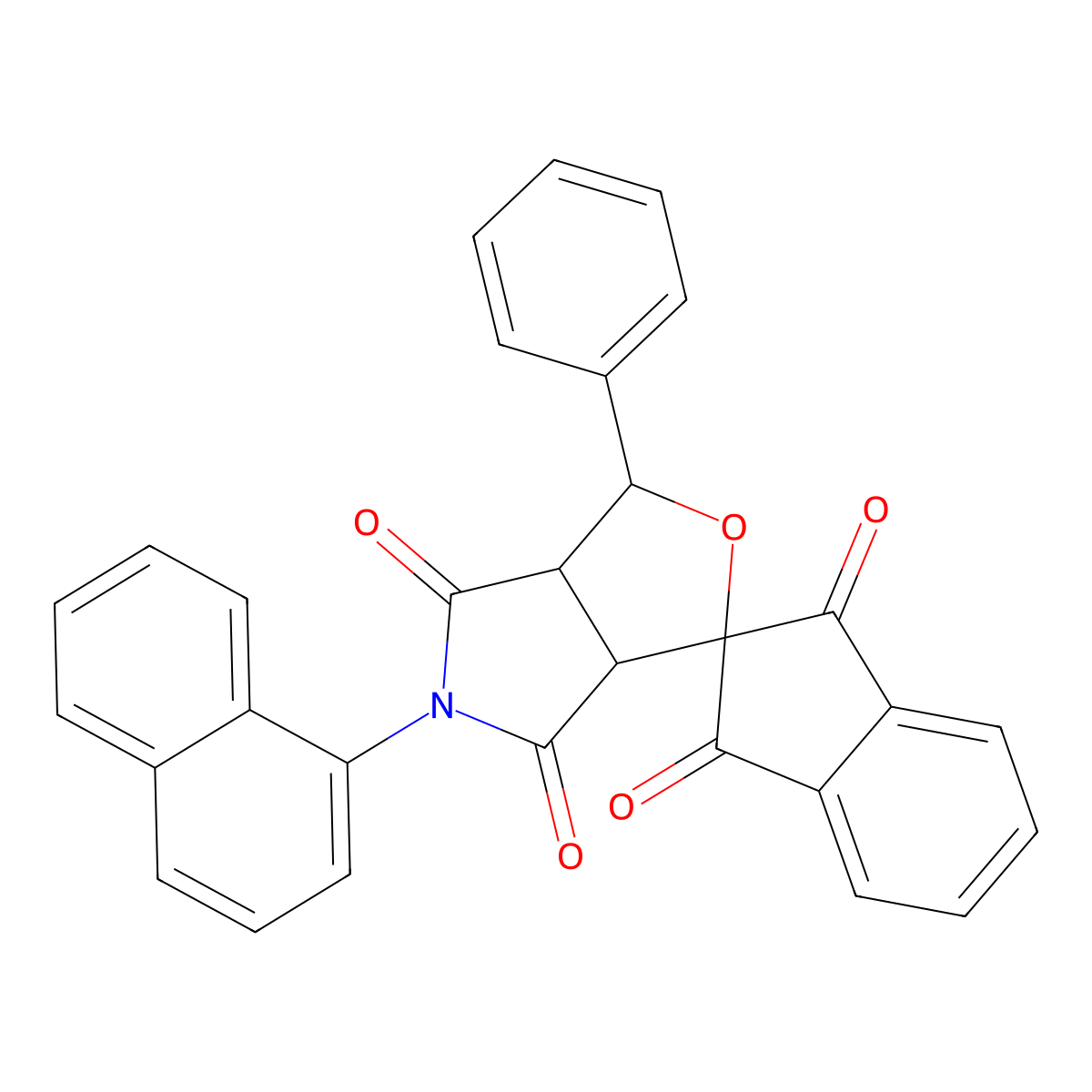 5-naphthalen-1-yl-1-phenylspiro[3a,6a-dihydro-1H-furo[3,4-c]pyrrole-3,2'-indene]-1',3',4,6-tetrone molecular structure, CAS 464876-50-4