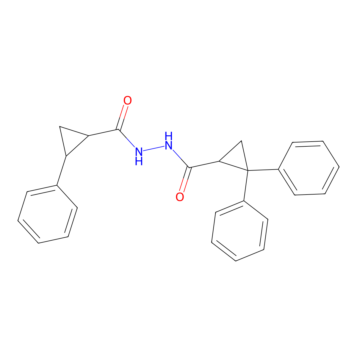 2,2-diphenyl-N'-[(2-phenylcyclopropyl)carbonyl]cyclopropanecarbohydrazide molecular structure, CAS 464877-18-7