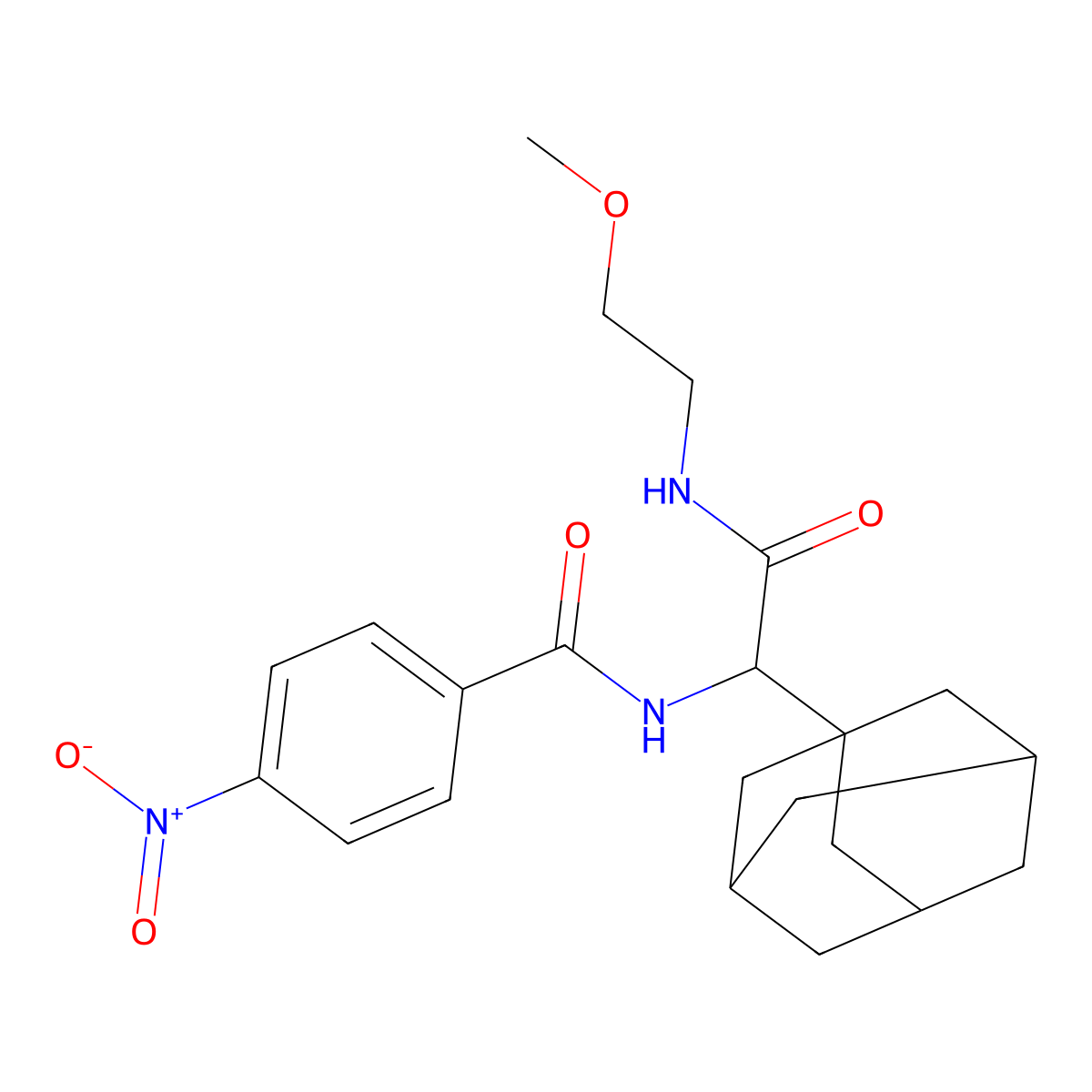 N-[1-(1-adamantyl)-2-(2-methoxyethylamino)-2-oxoethyl]-4-nitrobenzamide molecular structure, CAS 464877-20-1