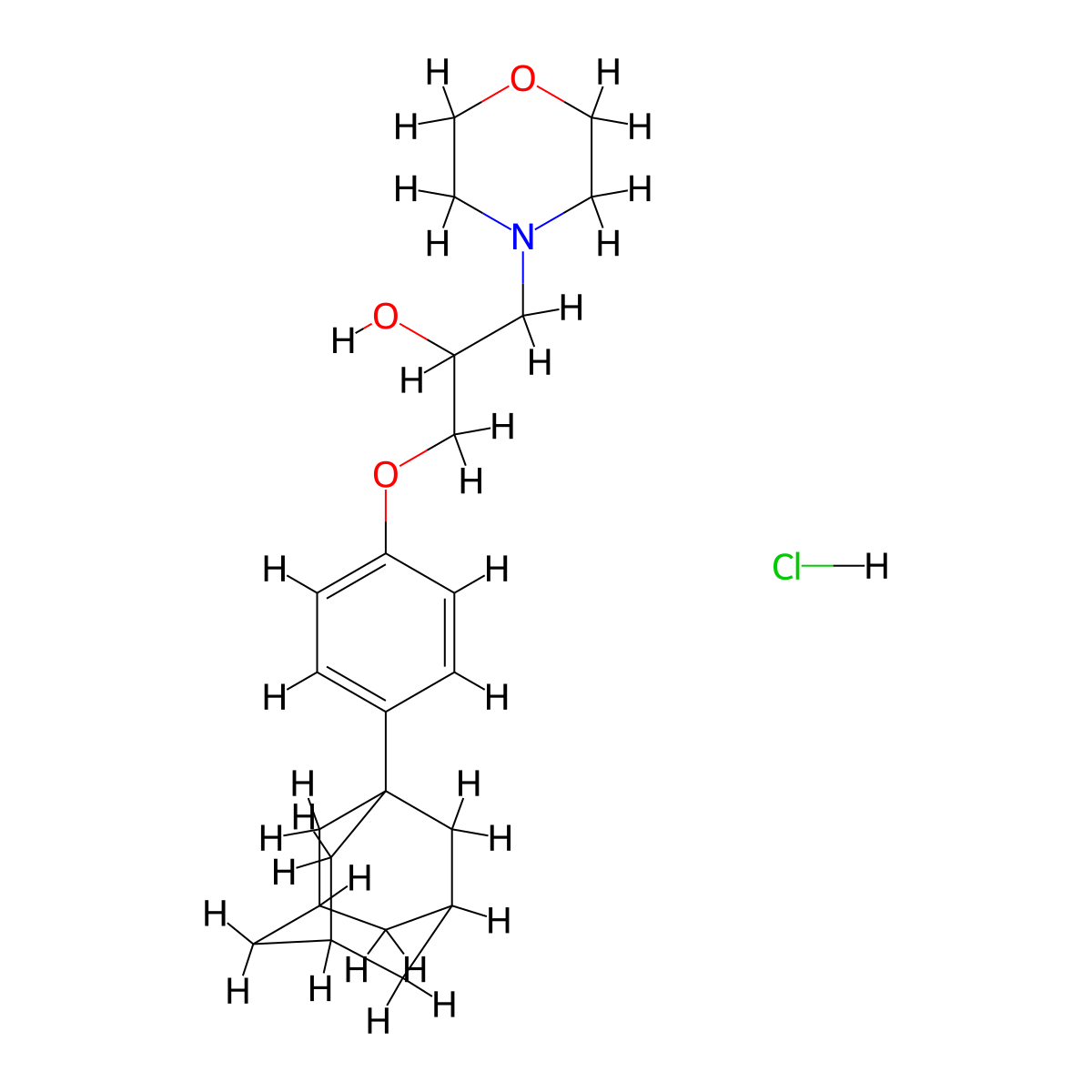 1-(4-((3r,5r,7r)-Adamantan-1-yl)phenoxy)-3-morpholinopropan-2-ol hydrochloride molecular structure, CAS 464877-25-6