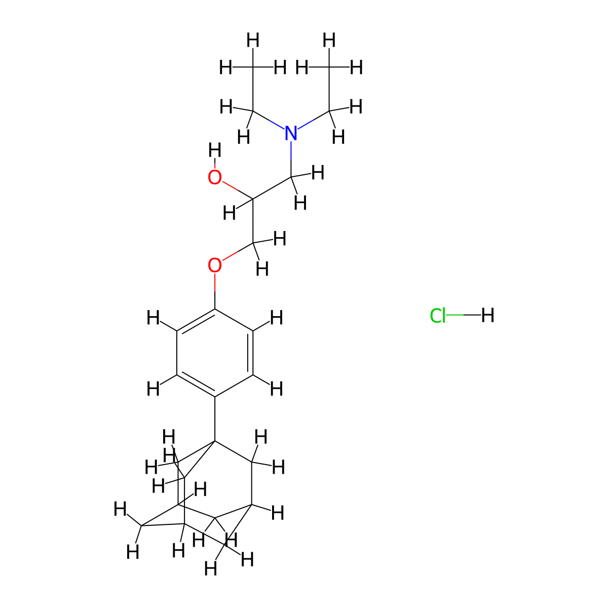 1-(4-((3r,5r,7r)-Adamantan-1-yl)phenoxy)-3-(diethylamino)propan-2-ol hydrochloride molecular structure, CAS 464877-26-7