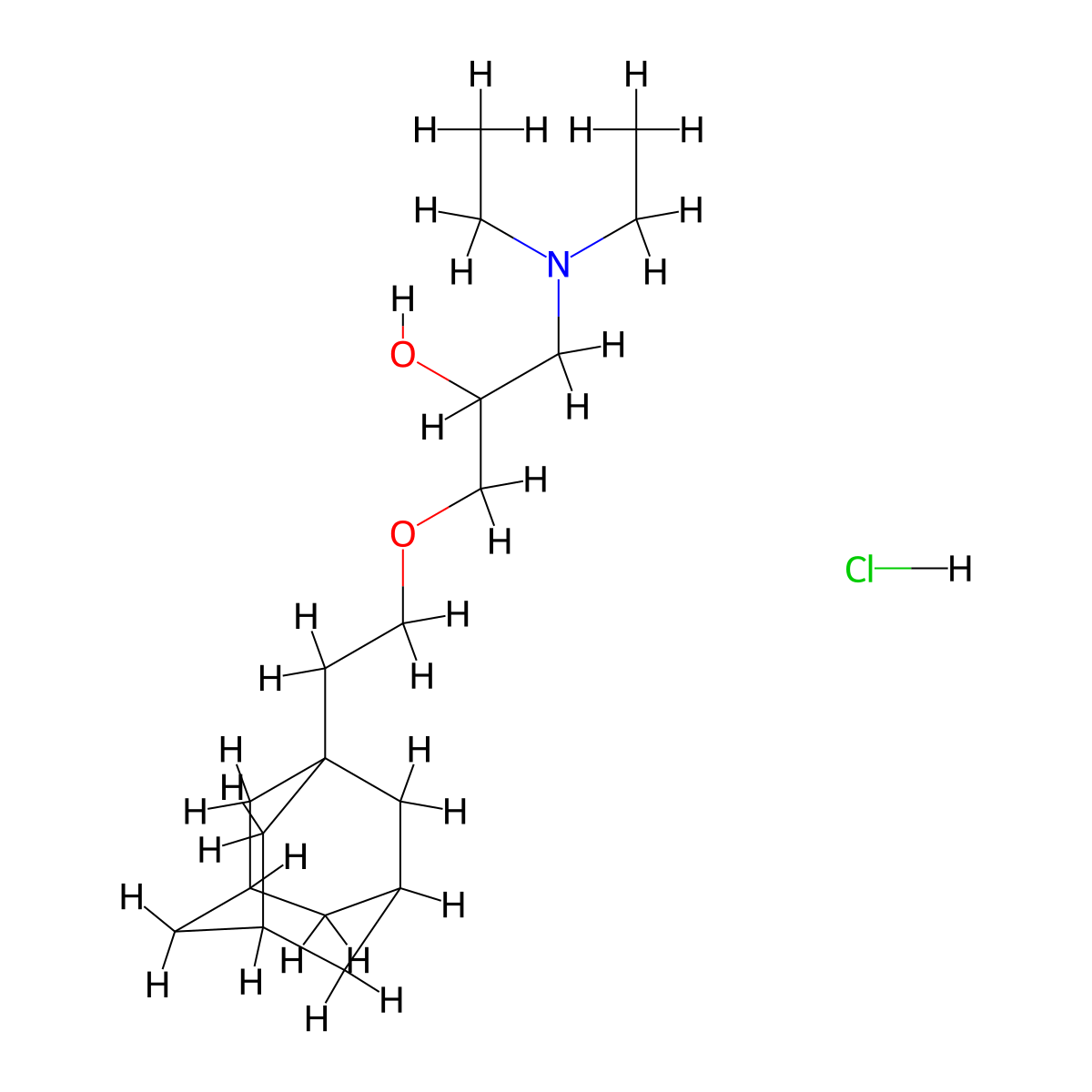 {3-[2-(Adamantan-1-yl)ethoxy]-2-hydroxypropyl}diethylamine hydrochloride molecular structure, CAS 464877-32-5