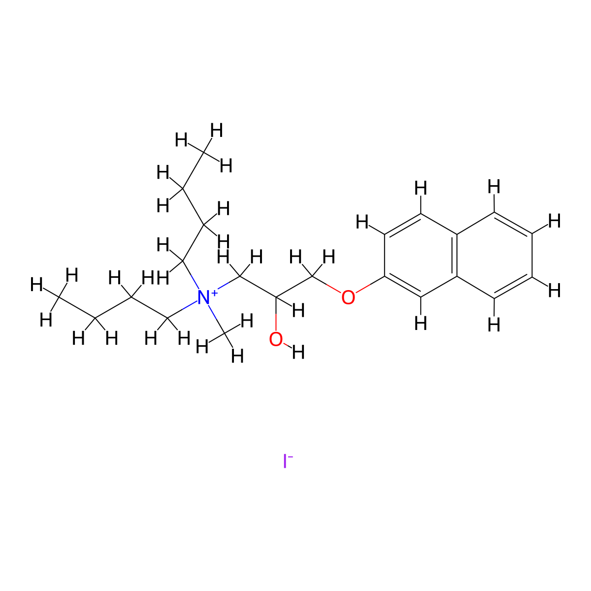 N-butyl-N-(2-hydroxy-3-(naphthalen-2-yloxy)propyl)-N-methylbutan-1-aminium iodide molecular structure, CAS 464877-54-1