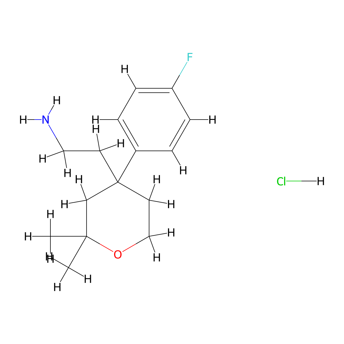 2-(4-(4-Fluorophenyl)-2,2-dimethyltetrahydro-2H-pyran-4-yl)ethanamine hydrochloride molecular structure, CAS 464878-27-1