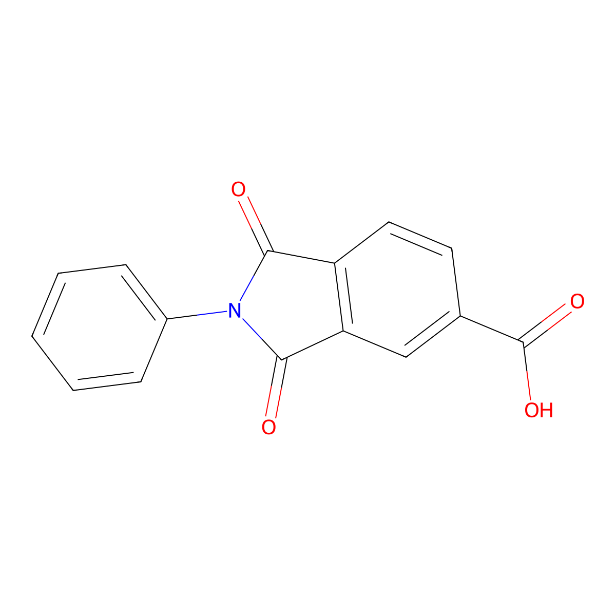 1,3-Dioxo-2-phenylisoindoline-5-carboxylic acid molecular structure, CAS 4649-27-8