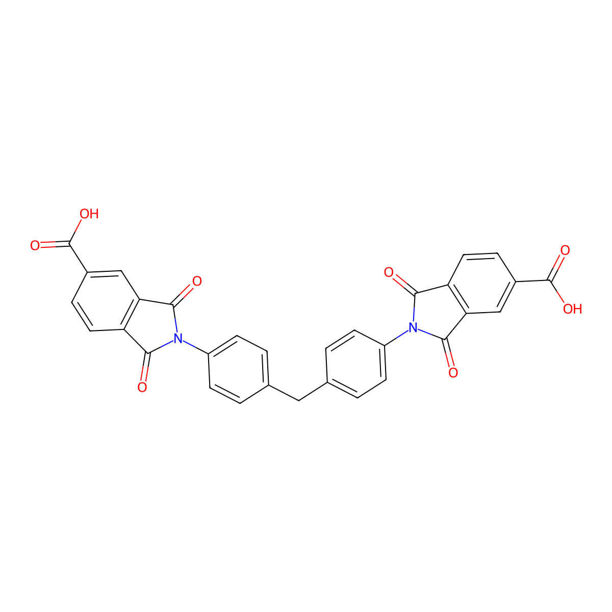 1H-Isoindole-5-carboxylic acid, 2,2'-(methylenedi-4,1-phenylene)bis[2,3-dihydro-1,3-dioxo- molecular structure, CAS 4649-32-5