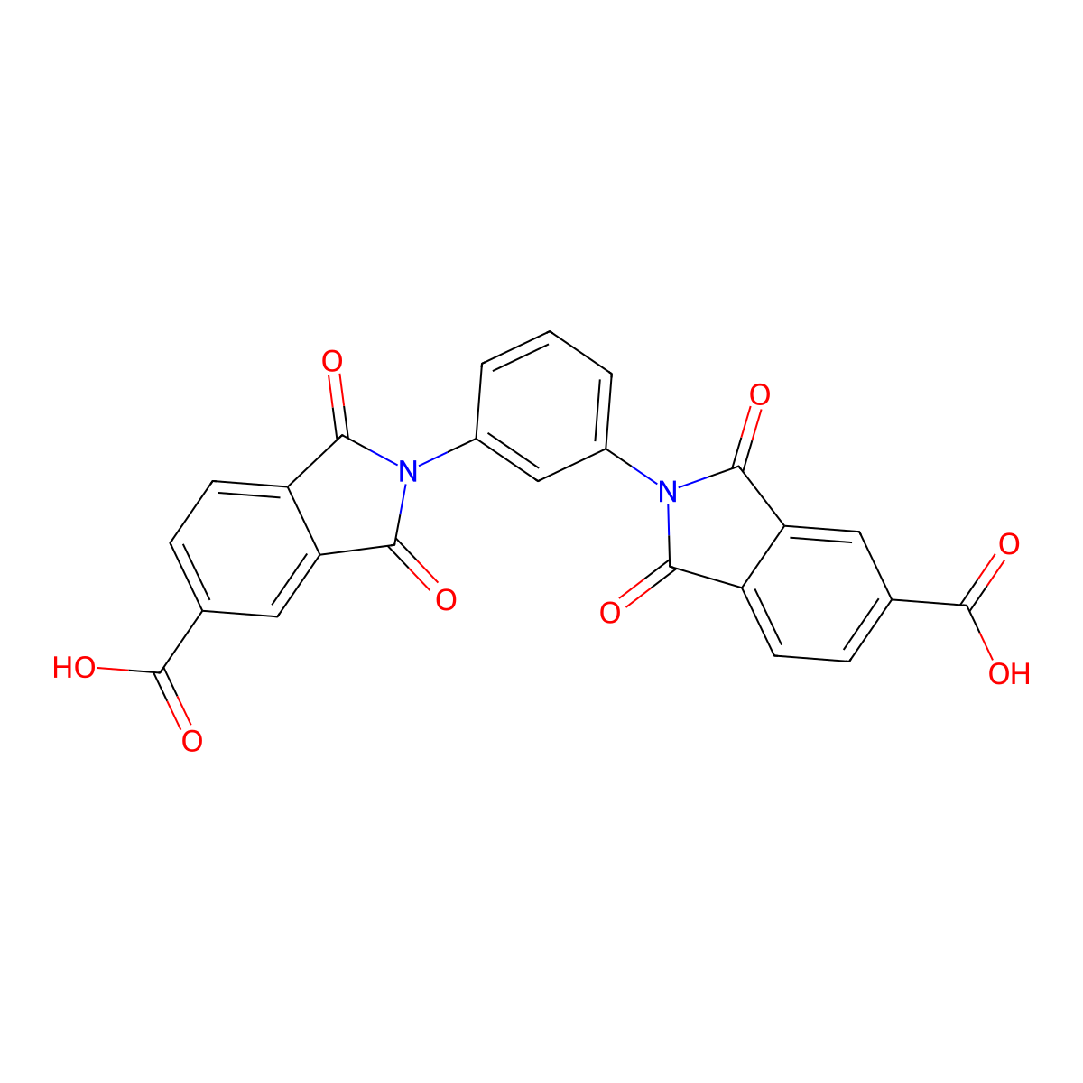2,2'-(1,3-Phenylene)bis(1,3-dioxo-5-isoindolinecarboxylic acid) molecular structure, CAS 4649-33-6