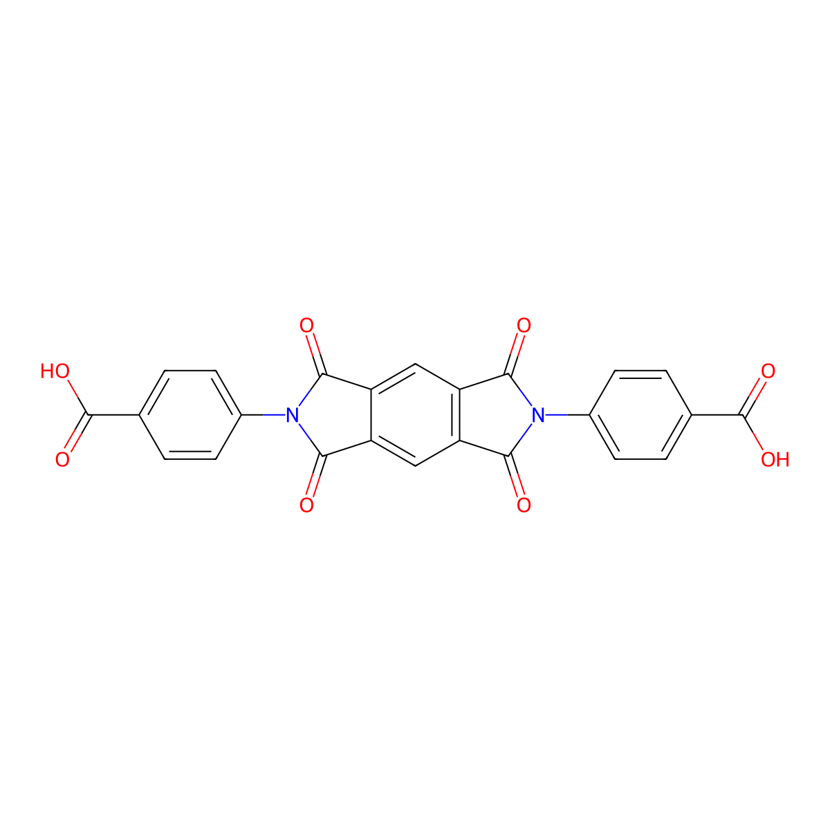 4-(6-(4-carboxyphenyl)-1,3,5,7-tetraoxo-3,5,6,7-tetrahydropyrrolo[3,4-f]isoindol-2(1H)-yl)benzoic acid molecular structure, CAS 4649-42-7