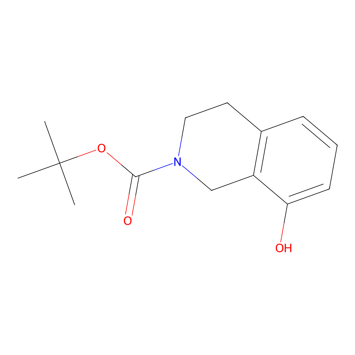 tert-Butyl 8-hydroxy-3,4-dihydroisoquinoline-2(1H)-carboxylate molecular structure, CAS 464900-21-8