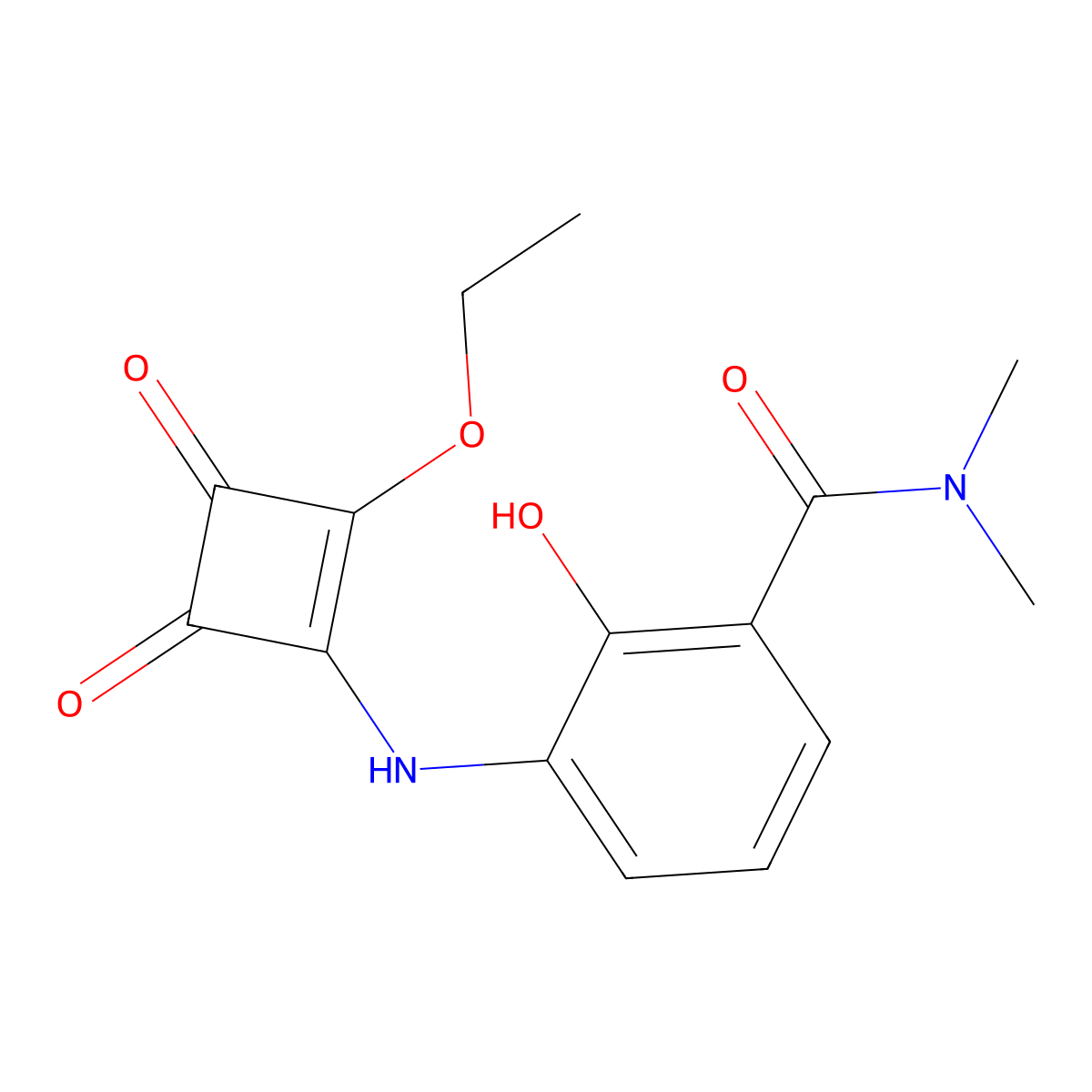 3-((2-Ethoxy-3,4-dioxocyclobut-1-en-1-yl)amino)-2-hydroxy-N,N-dimethylbenzamide molecular structure, CAS 464913-33-5