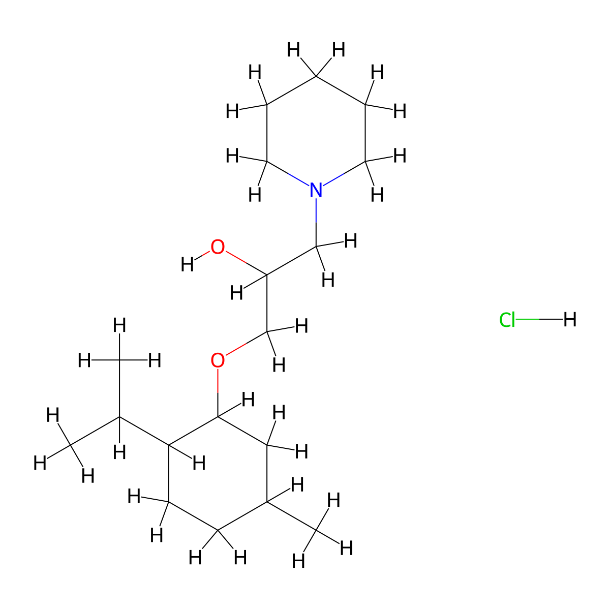 1-((2-Isopropyl-5-methylcyclohexyl)oxy)-3-(piperidin-1-yl)propan-2-ol hydrochloride molecular structure, CAS 464920-71-6