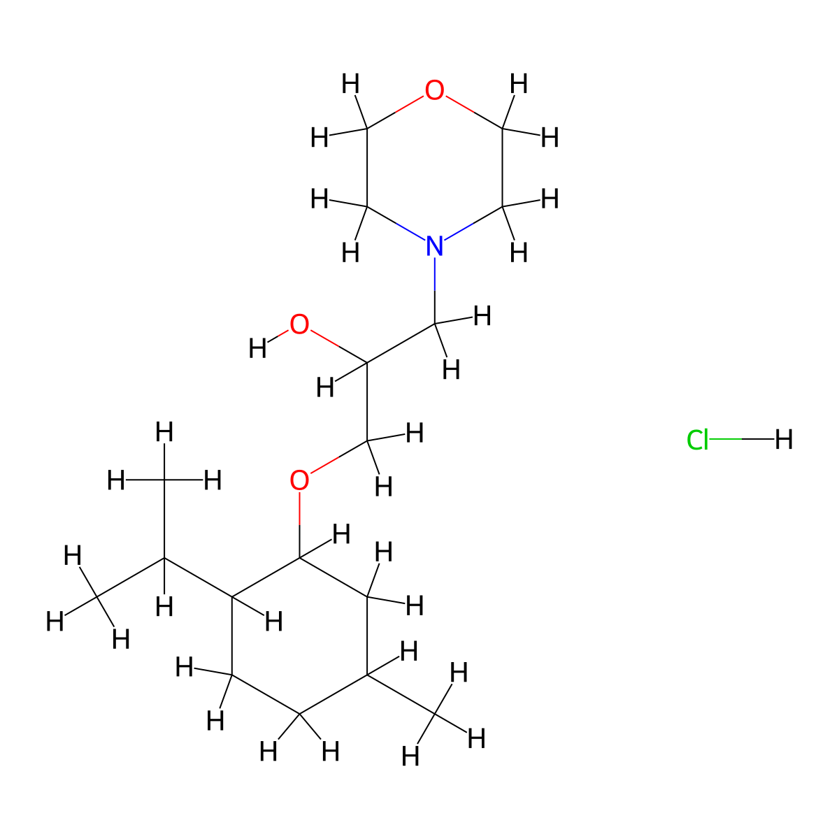 1-[(2-Isopropyl-5-methylcyclohexyl)oxy]-3-(4-morpholinyl)-2-propanol hydrochloride molecular structure, CAS 464920-72-7