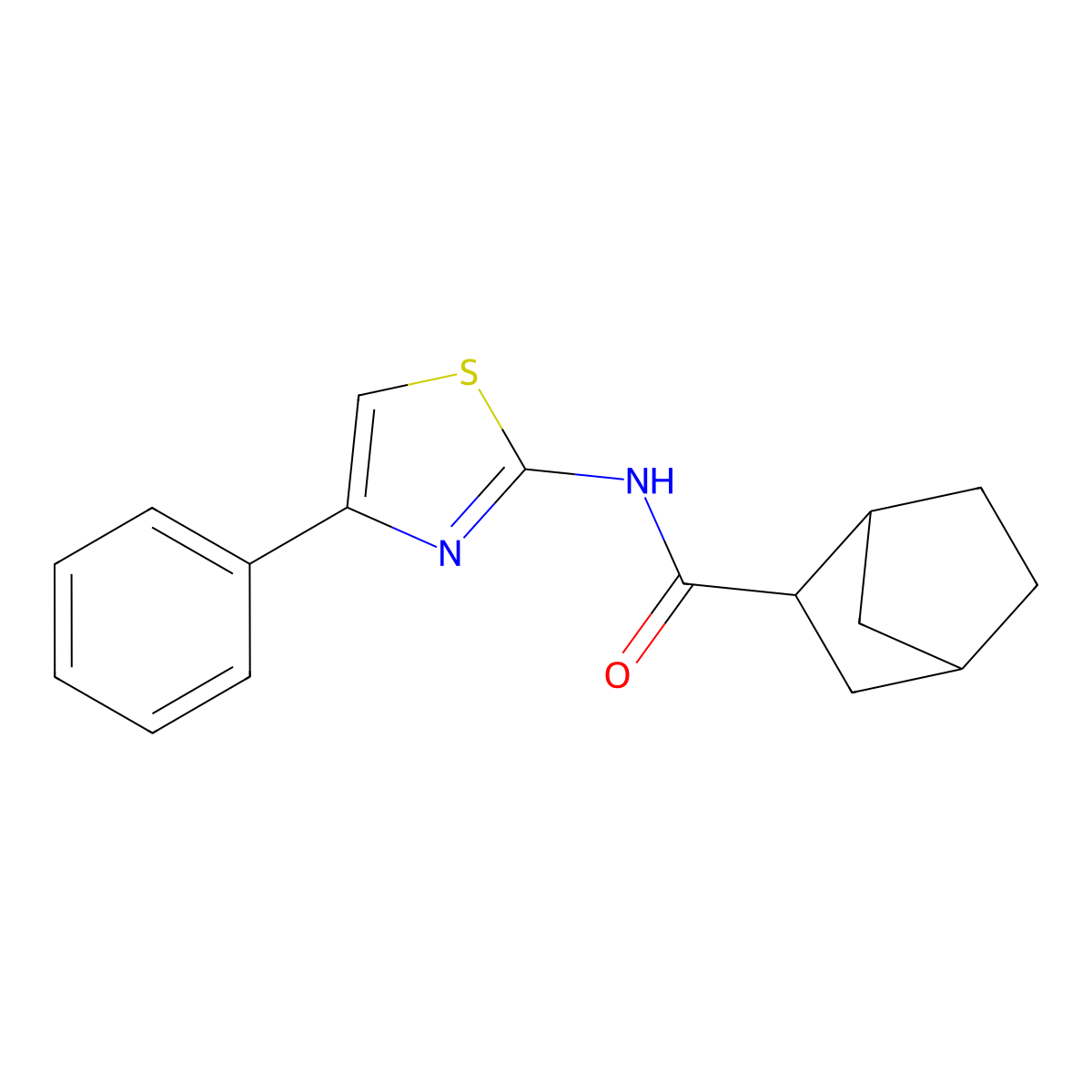 N-(4-phenyl-1,3-thiazol-2-yl)bicyclo[2.2.1]heptane-3-carboxamide molecular structure, CAS 464923-23-7