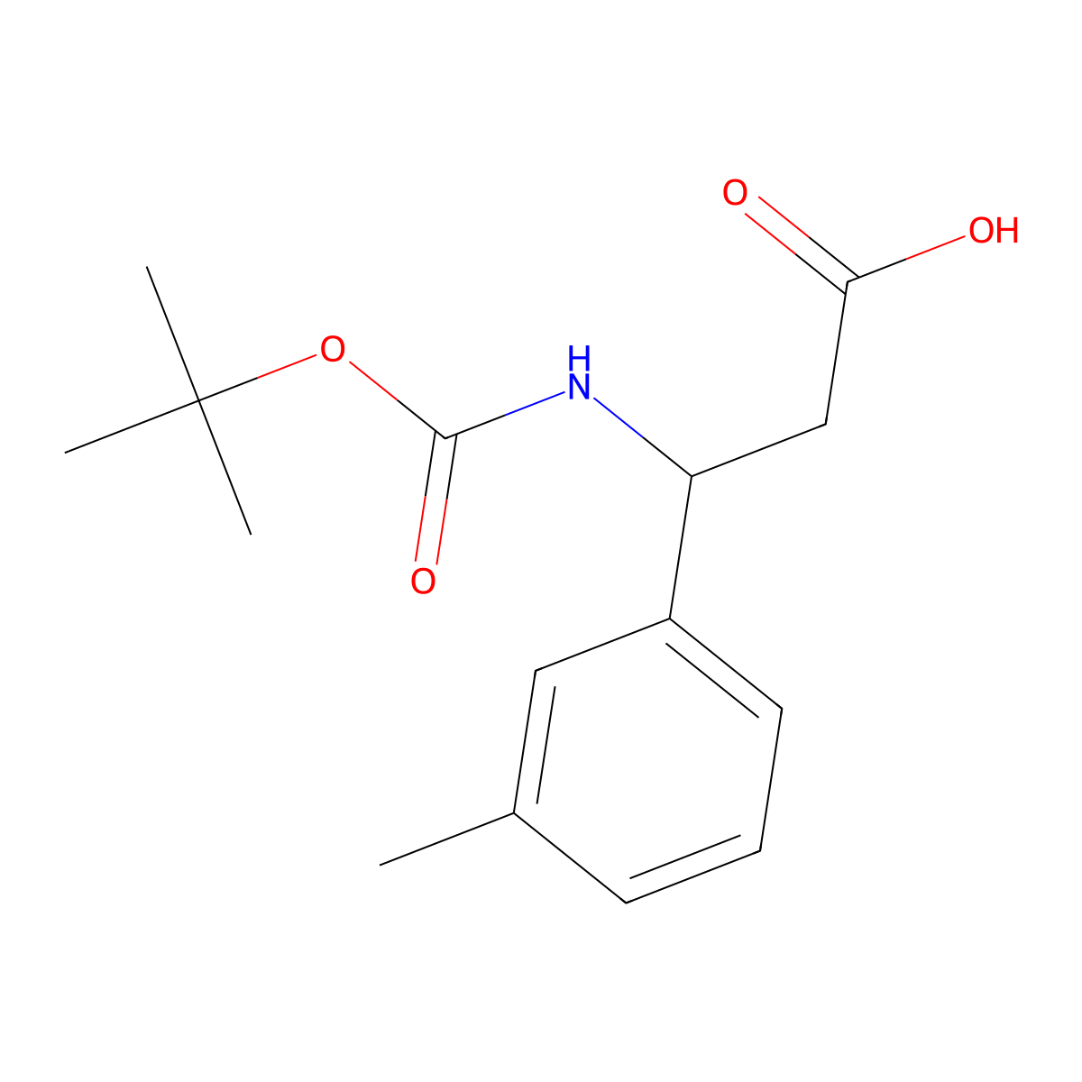 (R)-3-((tert-Butoxycarbonyl)amino)-3-(m-tolyl)propanoic acid molecular structure, CAS 464930-76-5