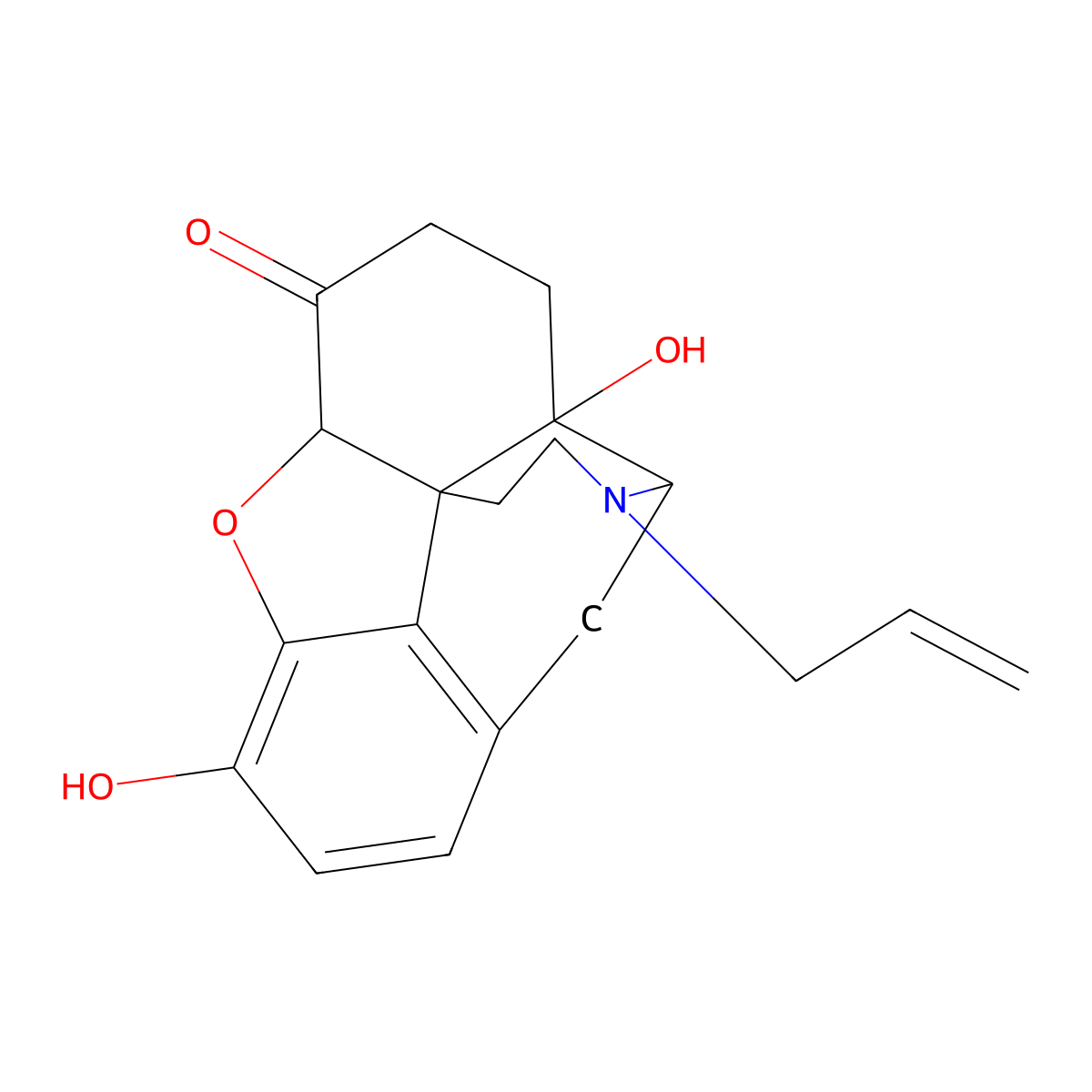Naloxone molecular structure, CAS 465-65-6