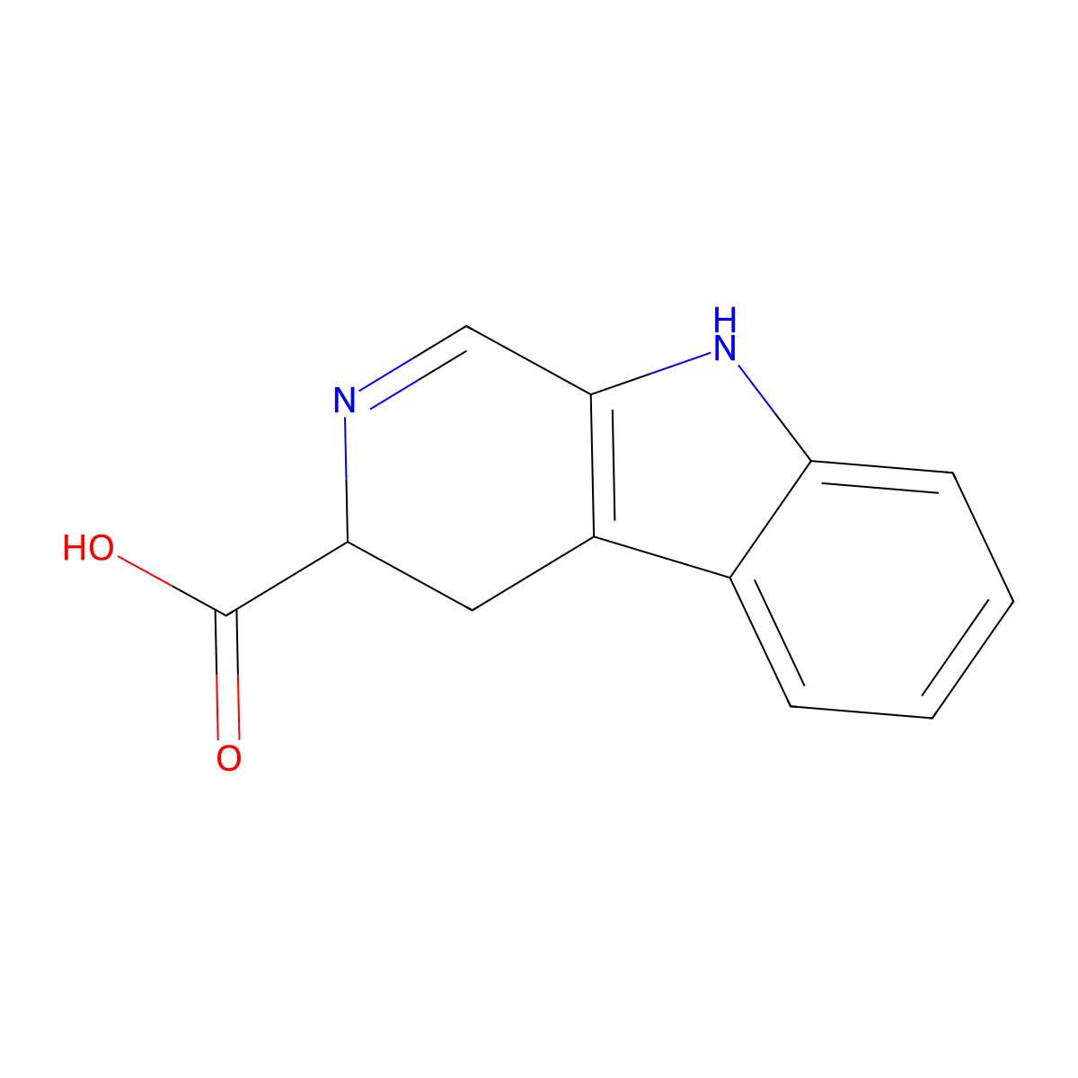 4,9-dihydro-3H-pyrido[3,4-b]indole-3-carboxylic acid molecular structure, CAS 46501-39-7