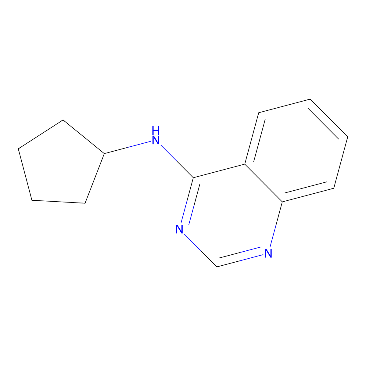 N-cyclopentylquinazolin-4-amine molecular structure, CAS 46502-17-4