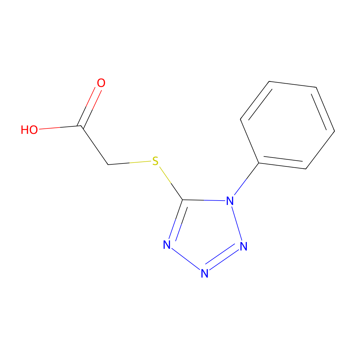 [(1-phenyl-1H-tetrazol-5-yl)thio]acetic acid molecular structure, CAS 46505-33-3