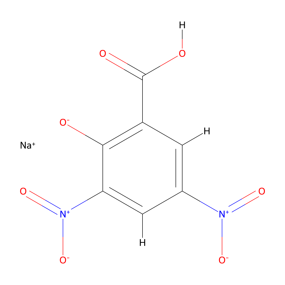 3,5-Dinitrosalicylic acid, monosodium salt molecular structure, CAS 46506-88-1