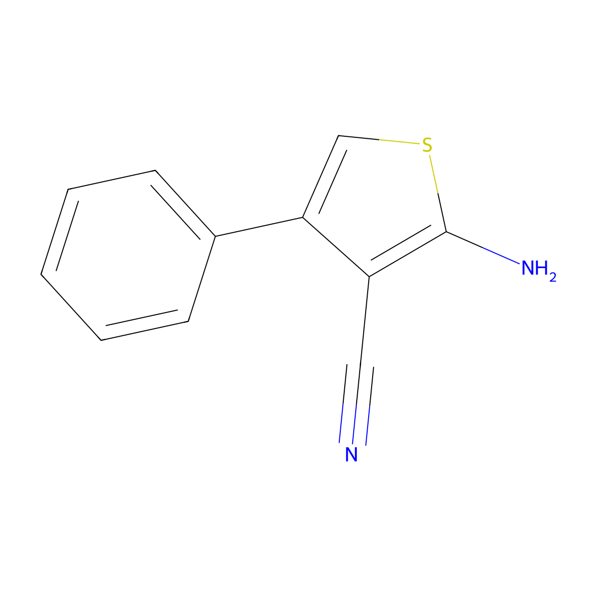 2-Amino-4-phenyl-3-thiophenecarbonitrile molecular structure, CAS 4651-73-4