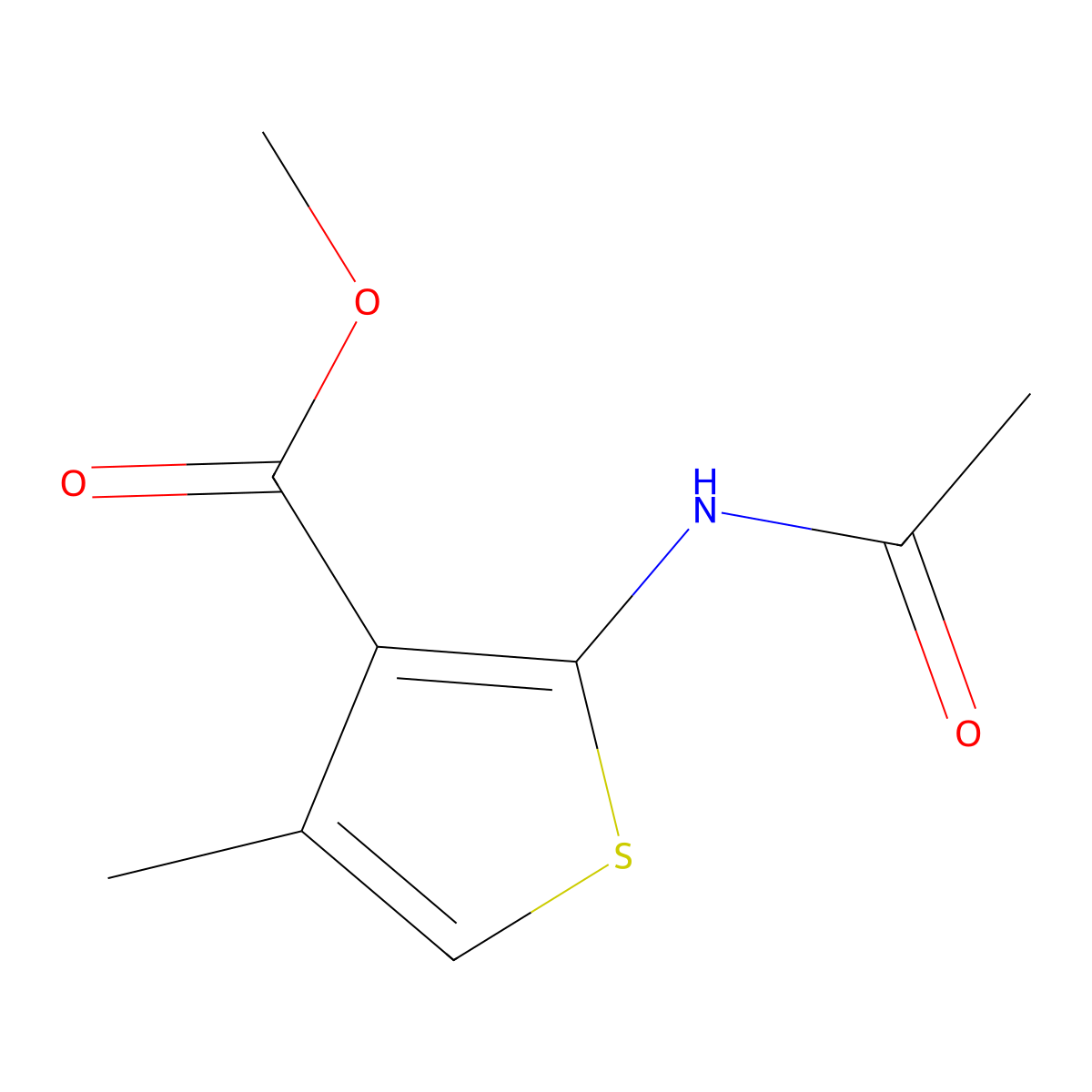Methyl 2-acetamido-4-methylthiophene-3-carboxylate molecular structure, CAS 4651-80-3