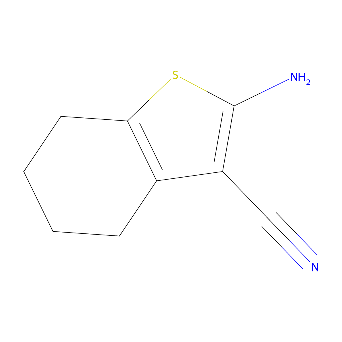 2-Amino-4,5,6,7-tetrahydrobenzo(b)thiophene-3-carbonitrile molecular structure, CAS 4651-91-6