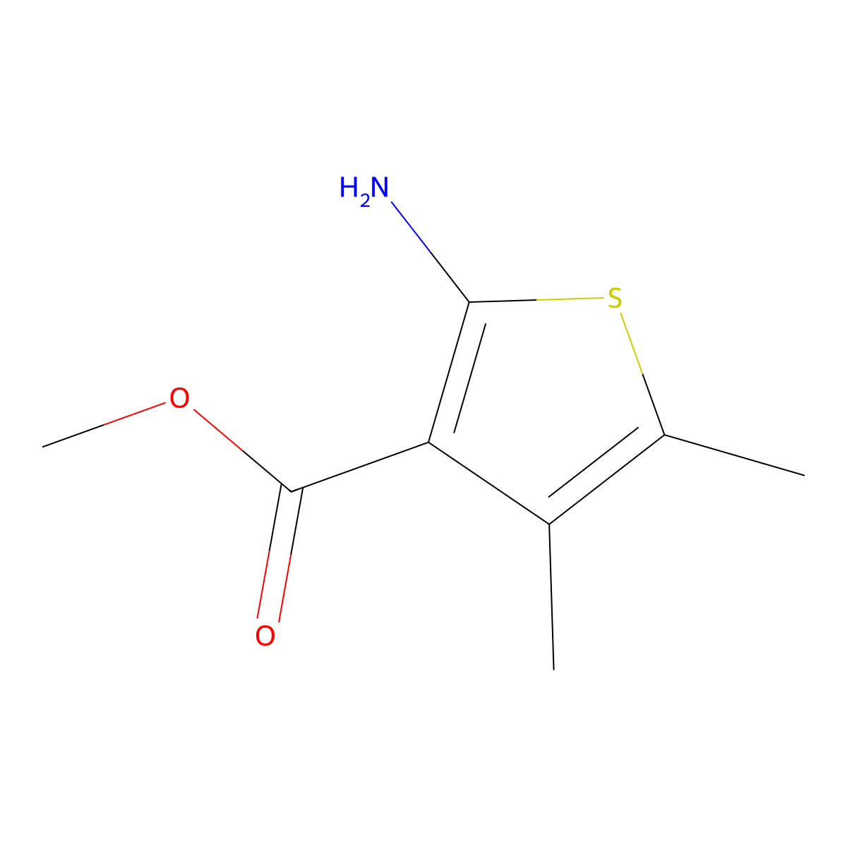 Methyl 2-amino-4,5-dimethylthiophene-3-carboxylate molecular structure, CAS 4651-93-8