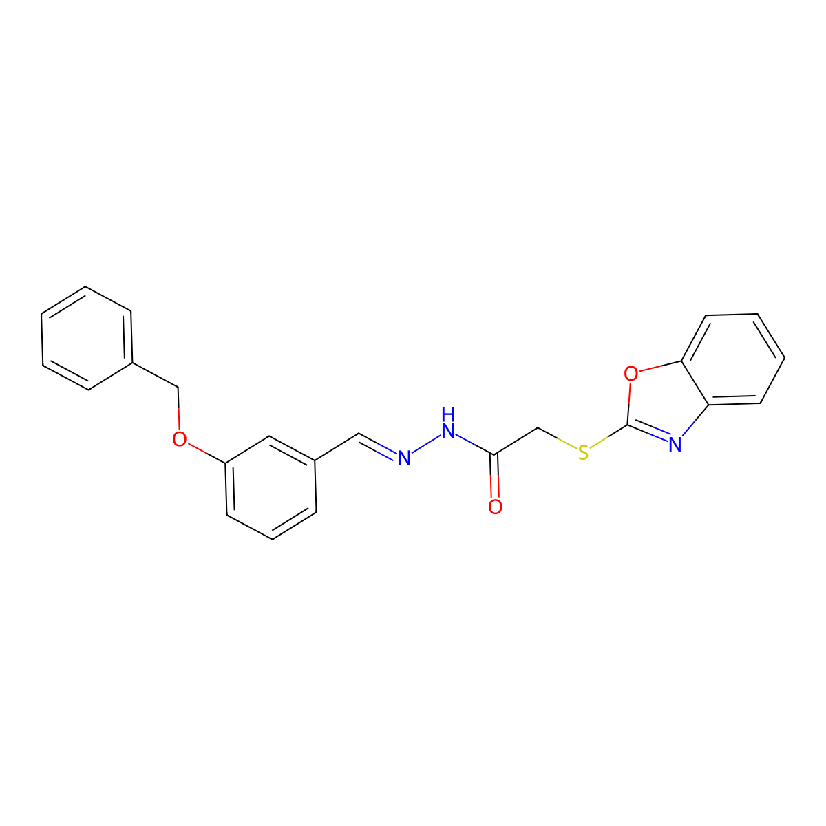 2-[(1,3-Benzoxazol-2-yl)sulfanyl]-N'-{[3-(benzyloxy)phenyl]methylidene}acetohydrazide molecular structure, CAS 4653-06-9