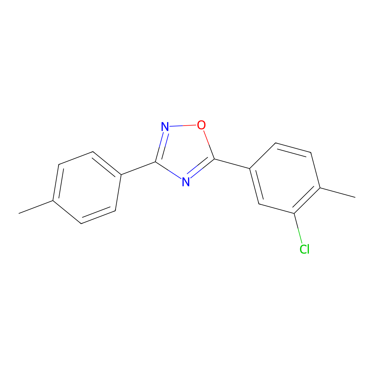 5-(3-Chloro-4-methylphenyl)-3-(4-methylphenyl)-1,2,4-oxadiazole molecular structure, CAS 4655-97-4