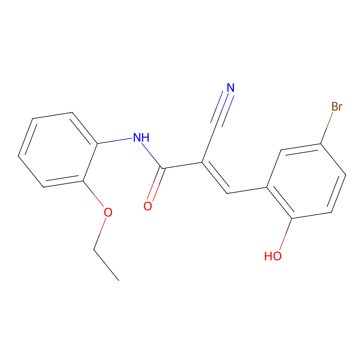 3-(5-bromo-2-hydroxyphenyl)-2-cyano-N-(2-ethoxyphenyl)prop-2-enamide molecular structure, CAS 465513-99-9