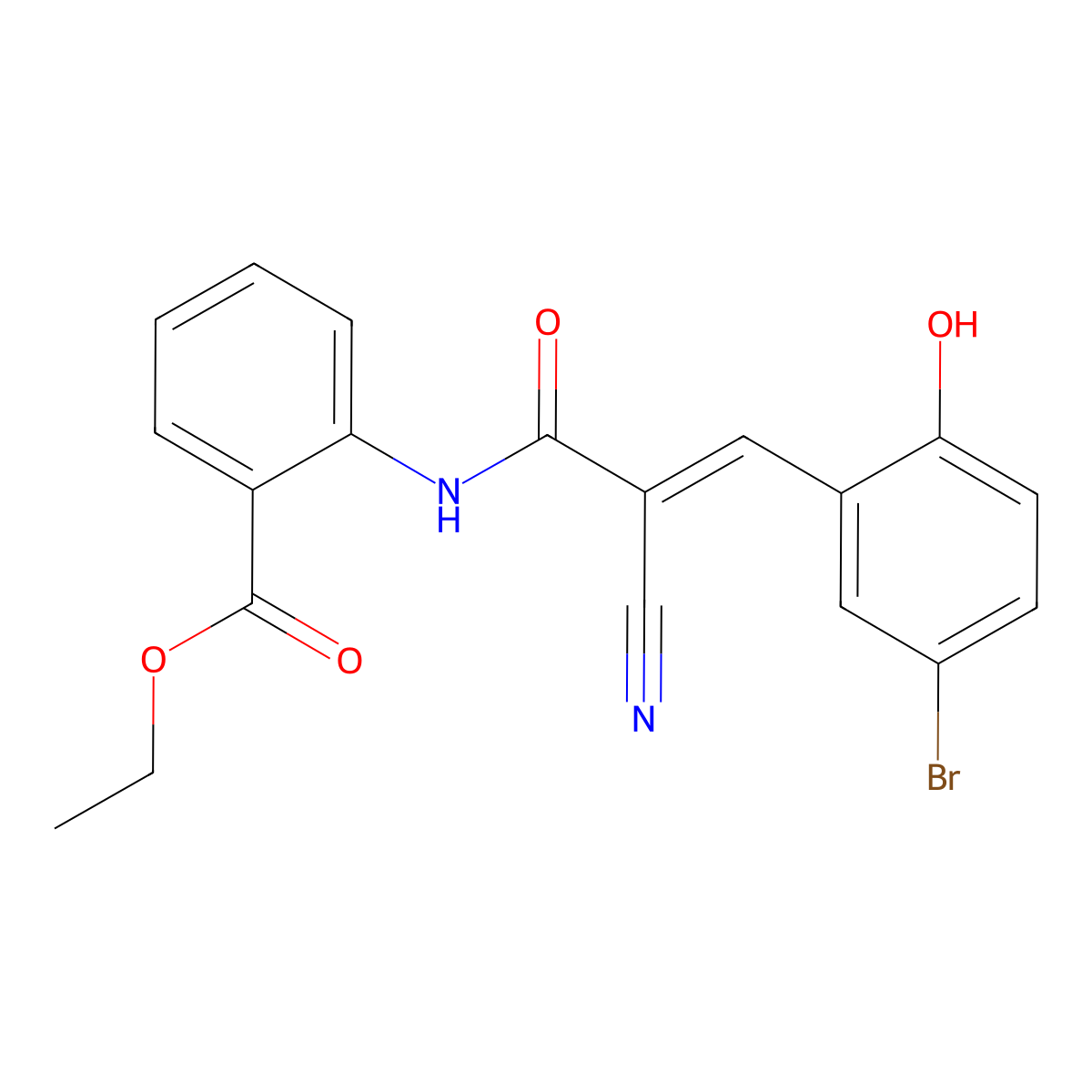 Ethyl 2-{[3-(5-bromo-2-hydroxyphenyl)-2-cyanoprop-2-enoyl]amino}benzoate molecular structure, CAS 465514-02-7